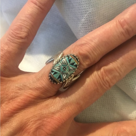 Roderick & Marilyn Tenorio SS Gemstone Inlay Ring - Picture 4 of 16